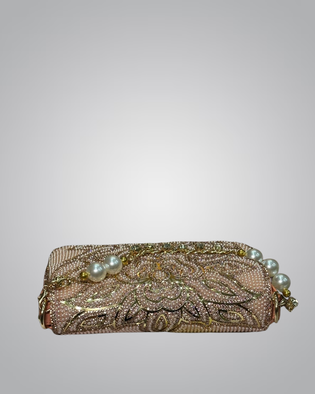Floral embellished party clutch with pearl handle – Valentino Impex

