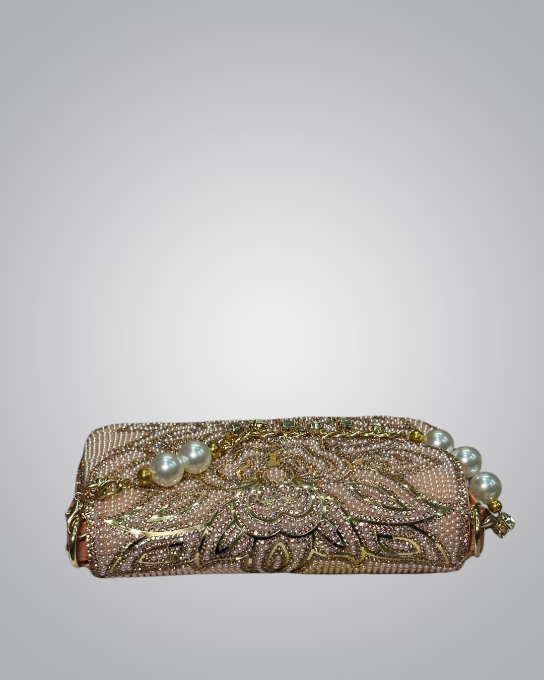 Floral embellished party clutch with pearl handle – Valentino Impex

