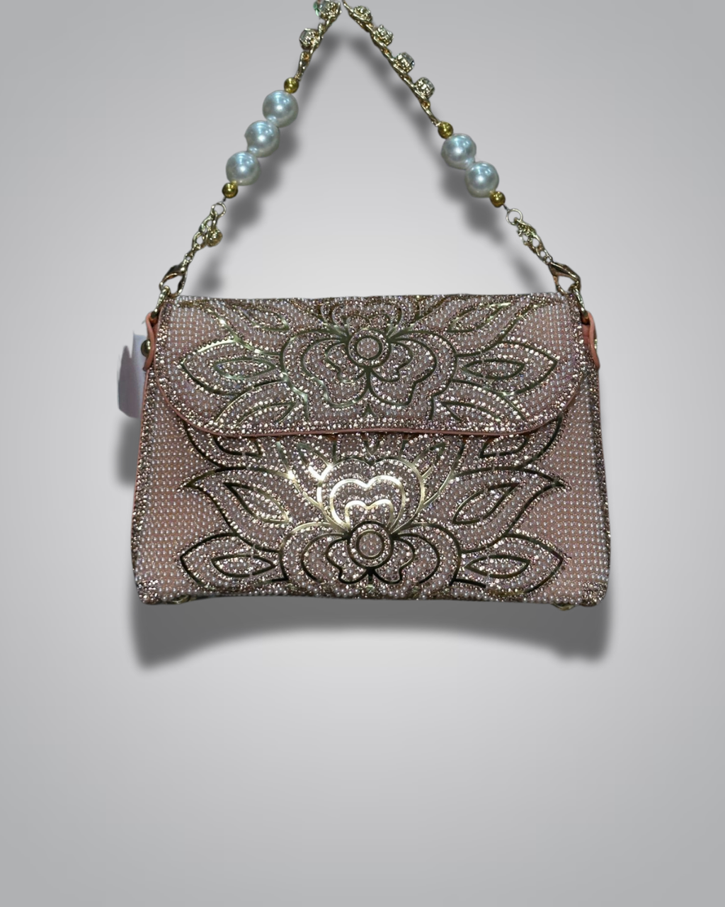 Floral embellished party clutch with pearl handle – Valentino Impex

