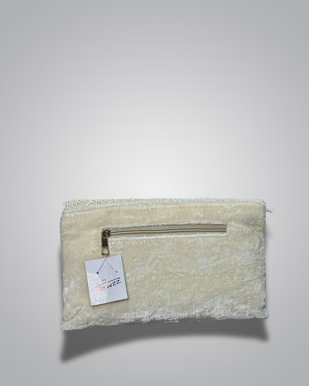 Elegant Cream & Gold Pearl Embellished Clutch Bag