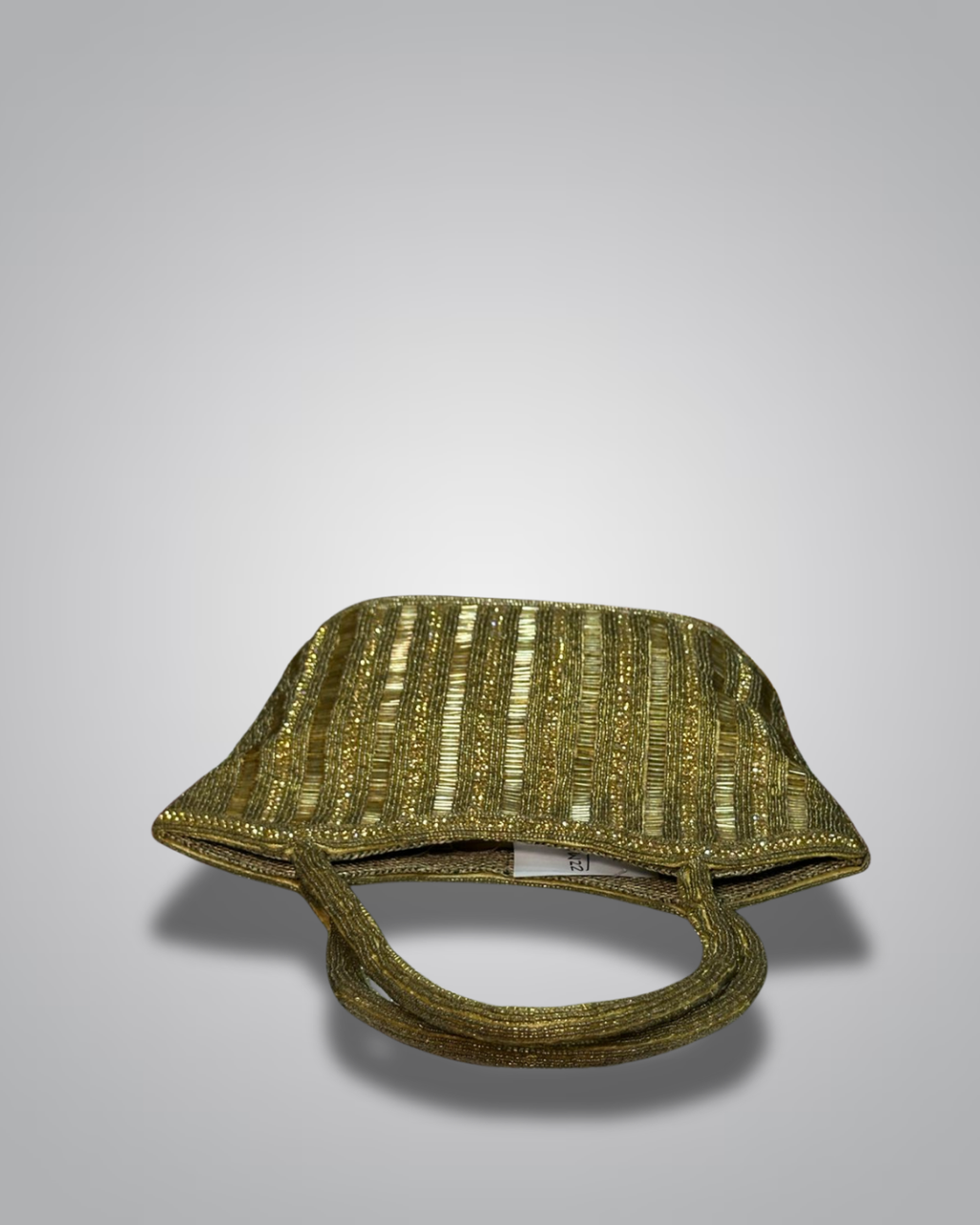 Elegant Beaded Handcrafted Evening Bag - Luxe Gold & Silver Stripes