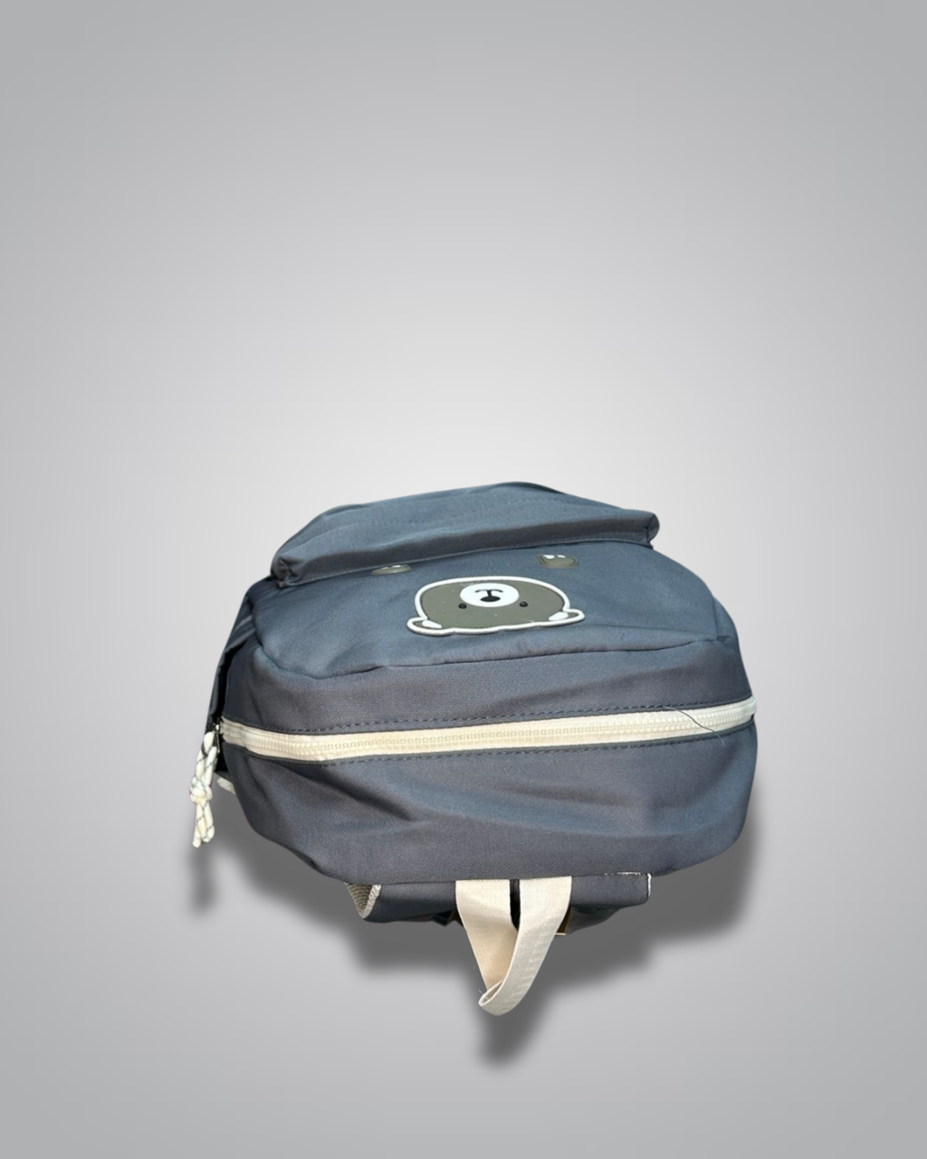 Blue backpack with a logo on a gray background- Valentino Impex