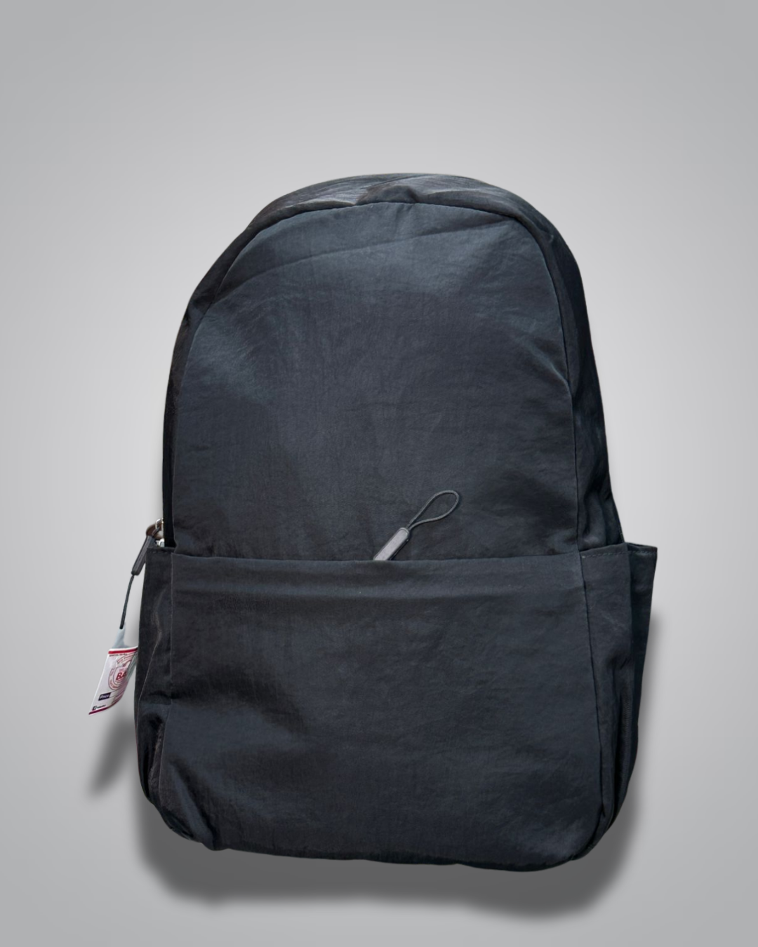 Black backpack on a gray background- valentini impex