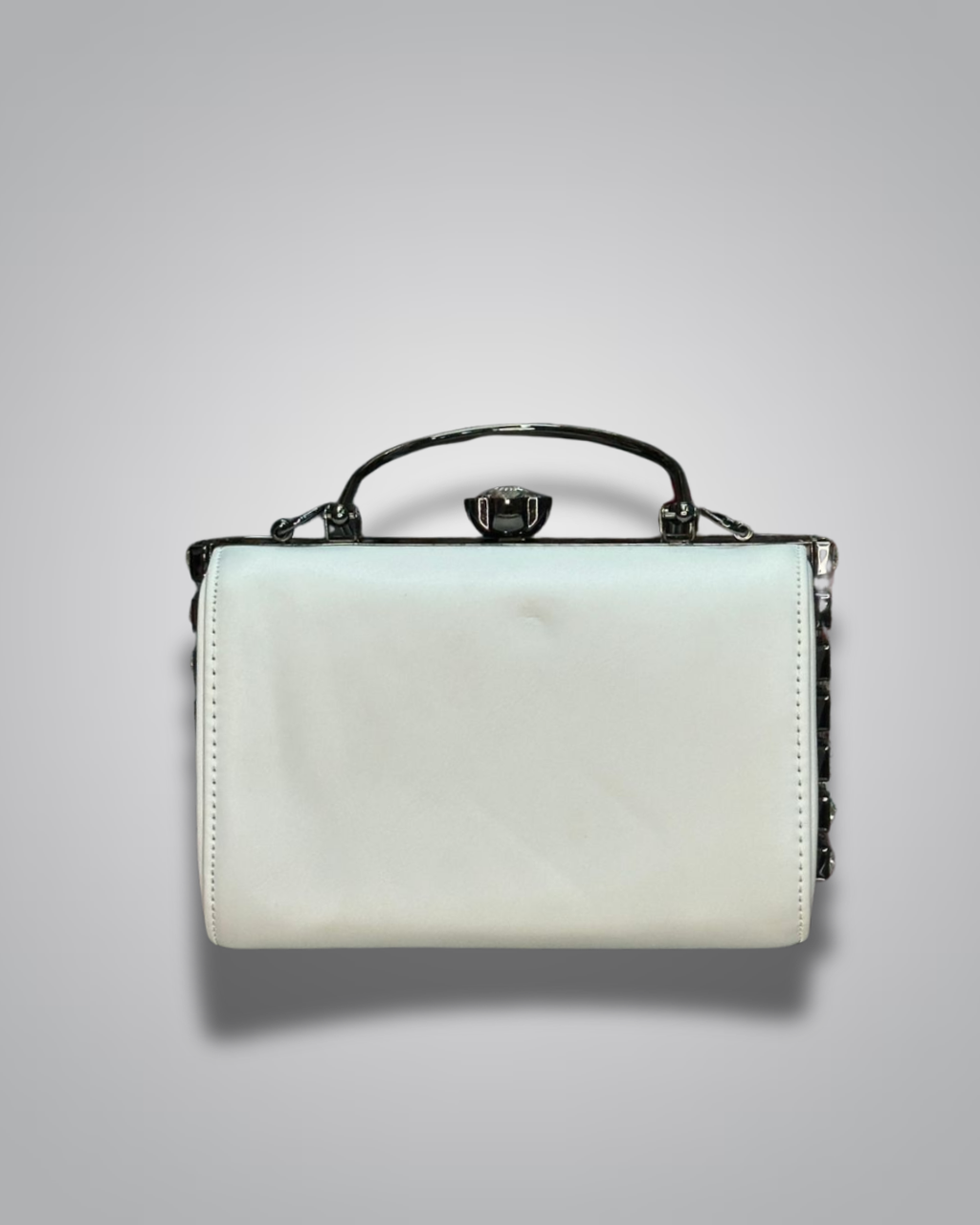 White crystal handle party purse for women with glossy finish – Valentino Impex

