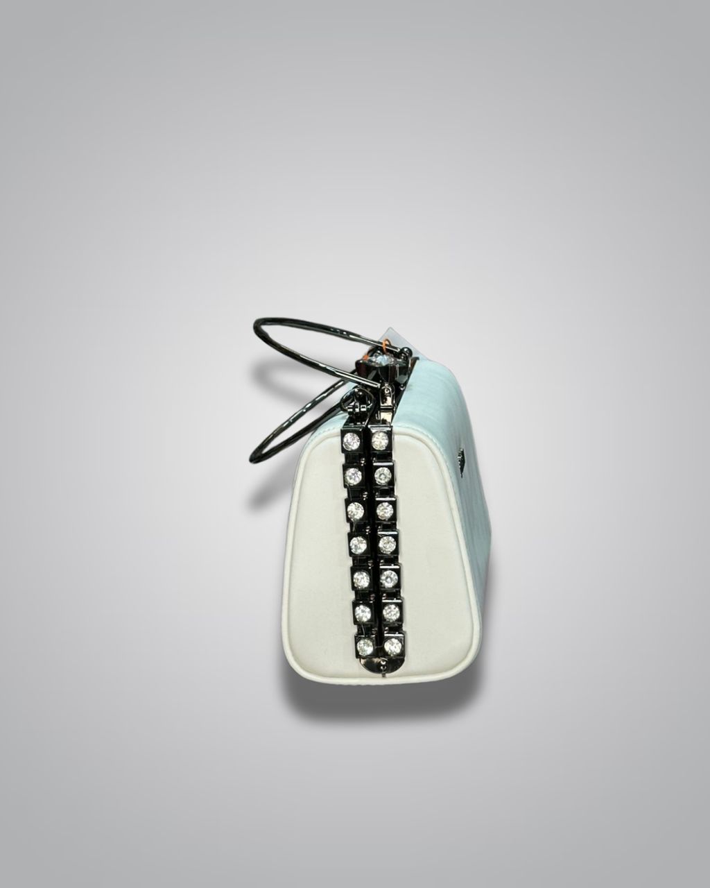 White crystal handle party purse for women with glossy finish – Valentino Impex

