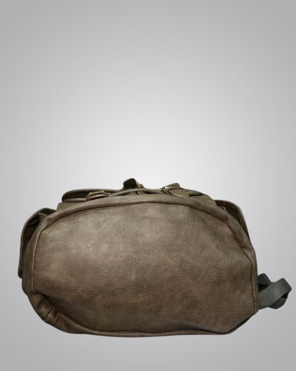 Vintage Faux Leather Backpack – Brown Retro Buckle Edition