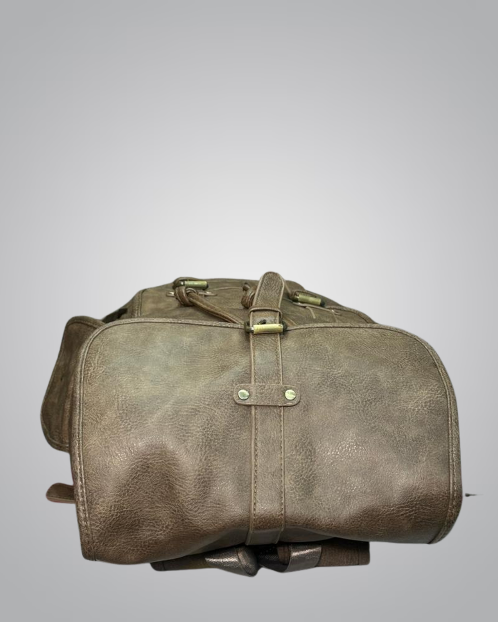 Vintage Faux Leather Backpack – Brown Retro Buckle Edition