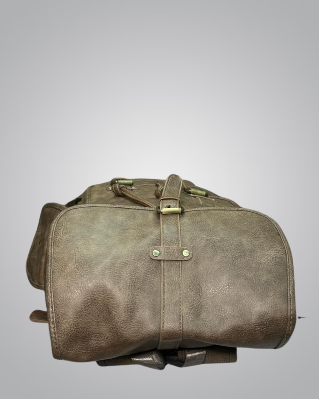 Vintage Faux Leather Backpack – Brown Retro Buckle Edition