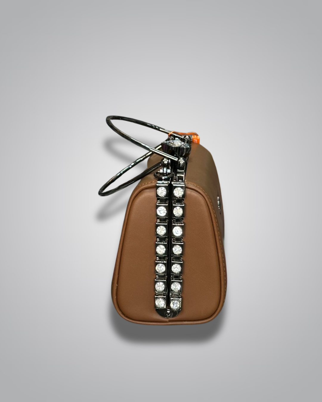 Brown party purse with crystal clasp and diamond-studded sides – Valentino Impex

