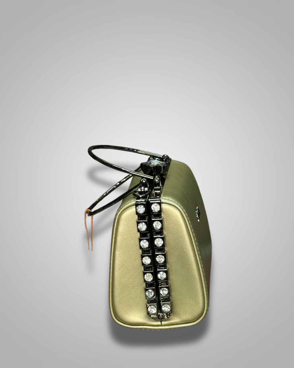 diamond handle party purse with metal top handle and crystal stud sides- Valentino impex