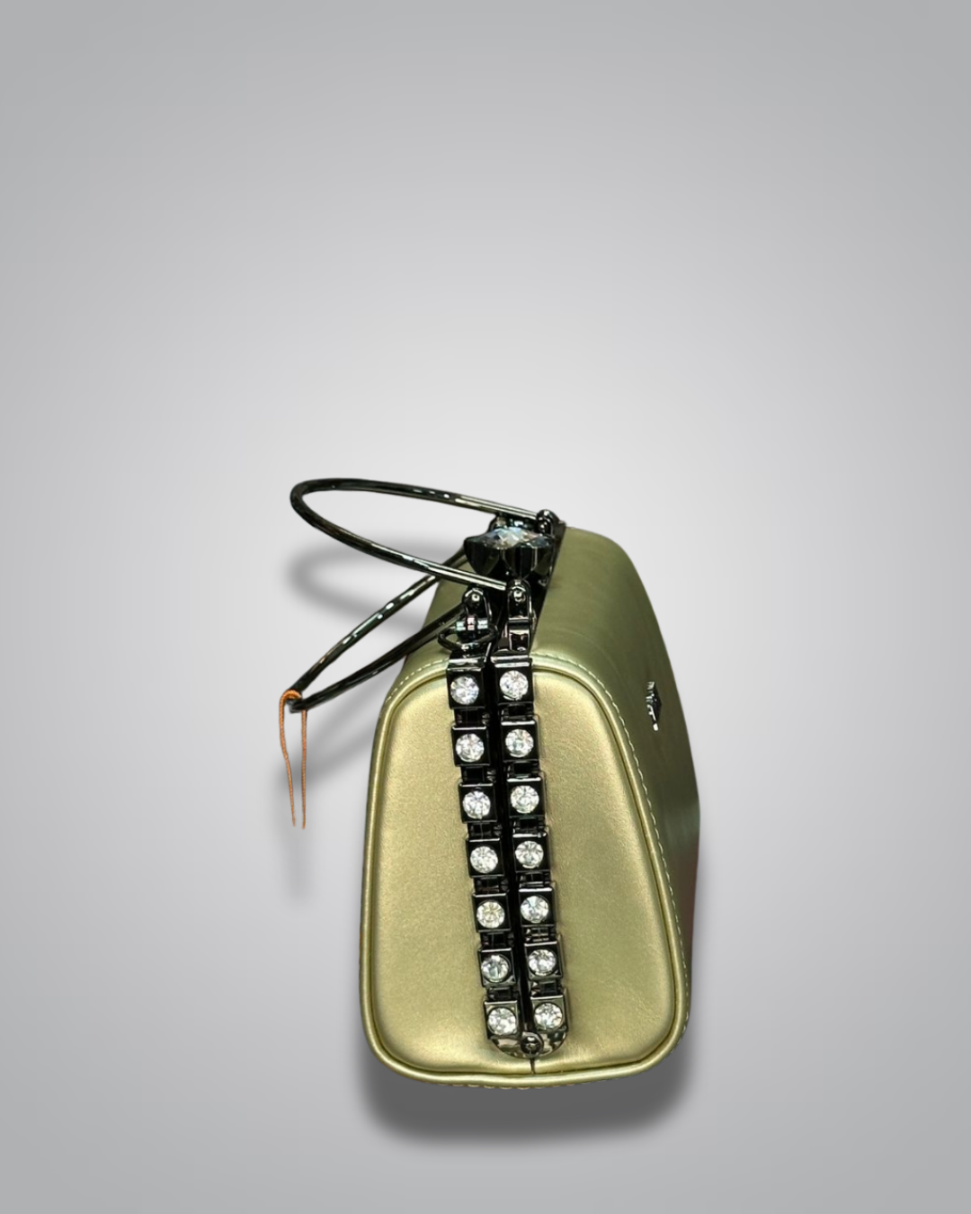 diamond handle party purse with metal top handle and crystal stud sides- Valentino impex
