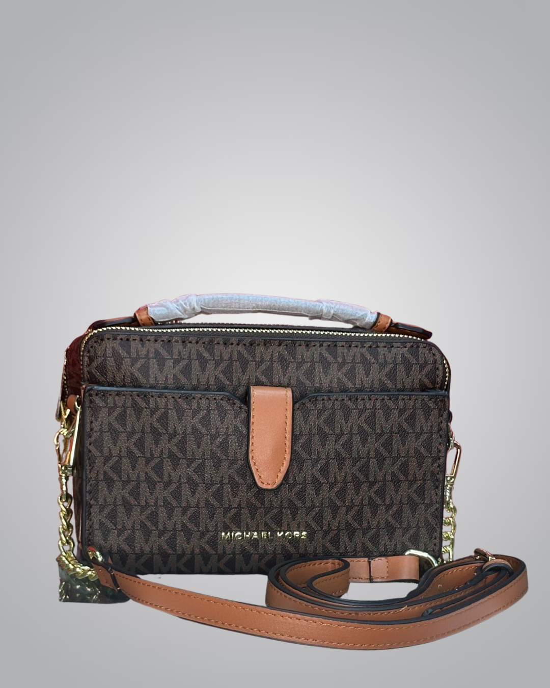 Michael Kors Signature Monogram Chain Strap Shoulder Bag