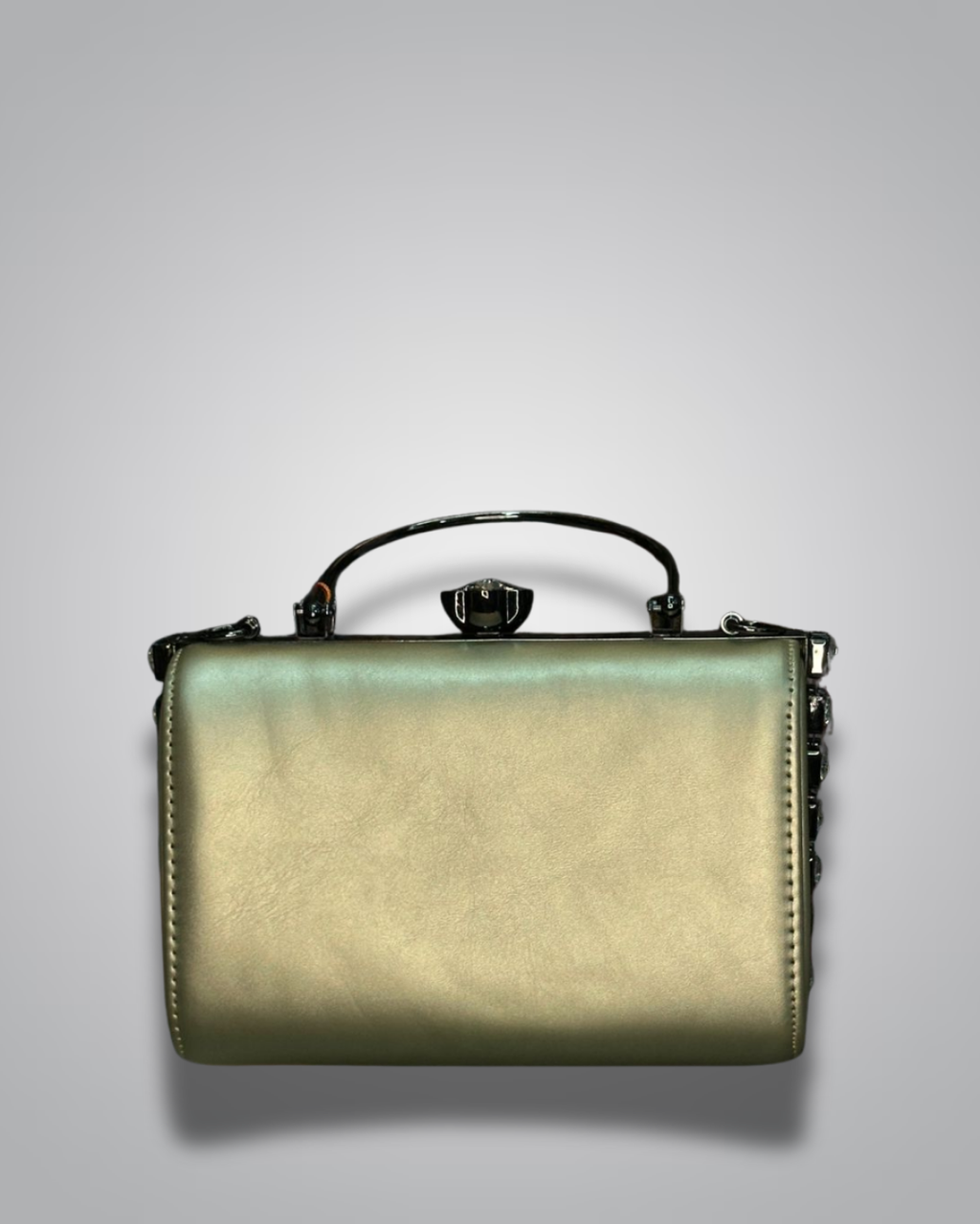 diamond handle party purse with metal top handle and crystal stud sides- Valentino impex