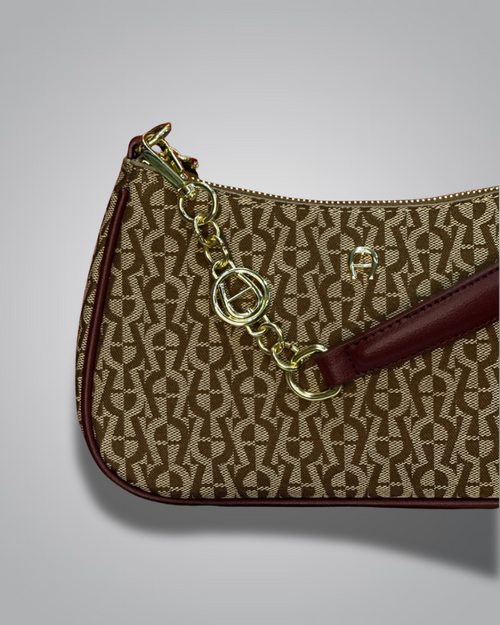 Handbag with monogram pattern on a gray background- Valentino Impex