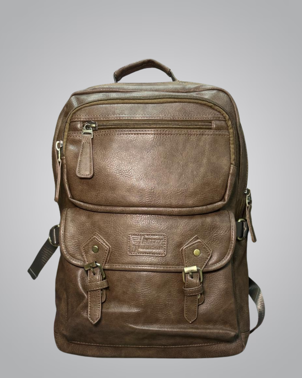 Woodland Faux Leather Travel Backpack – Brown
