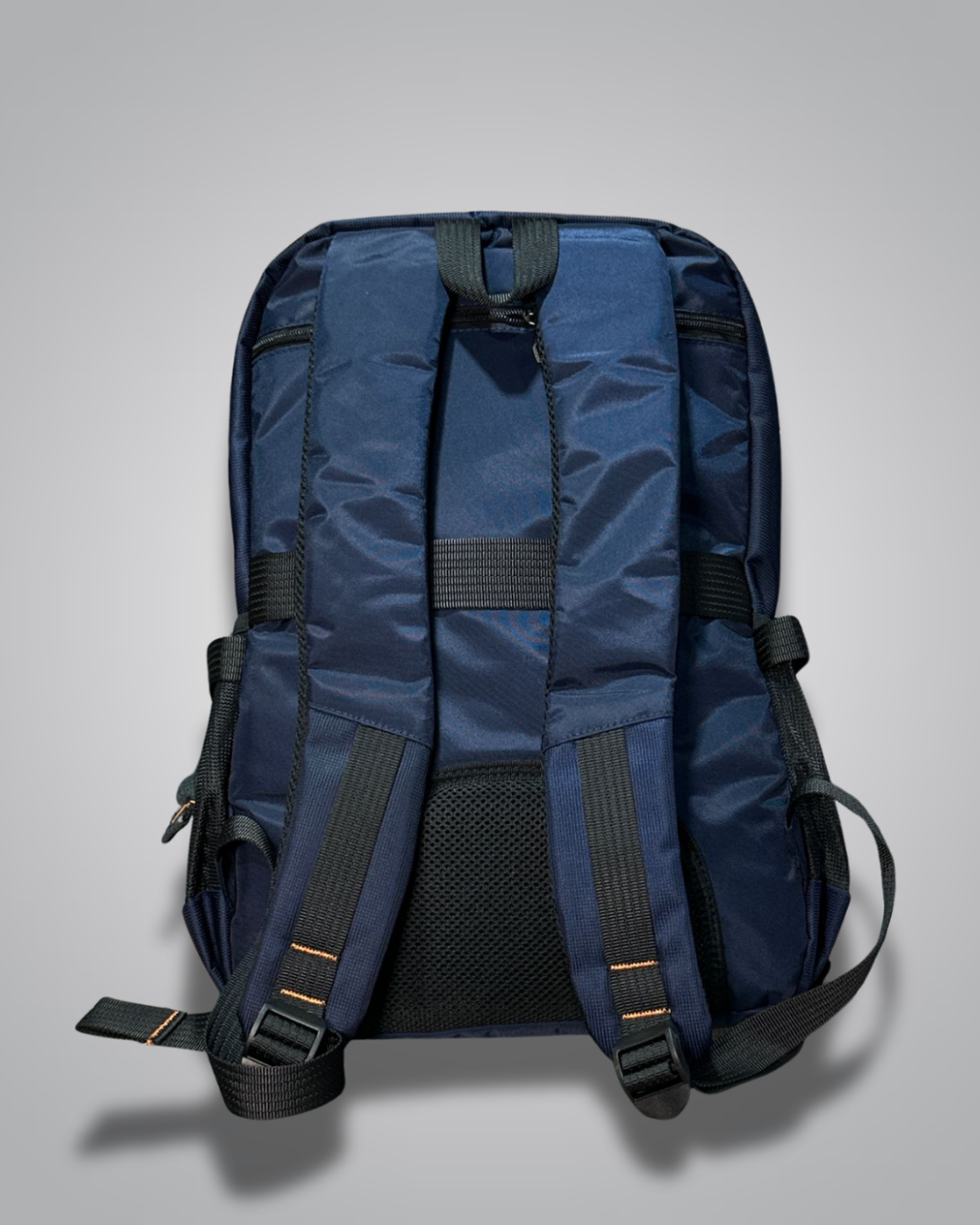 Blue backpack with black straps on a gray background- Valentino Impex