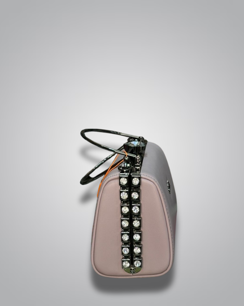 diamond handle party purse with metal top handle and crystal stud sides- Valentino impex