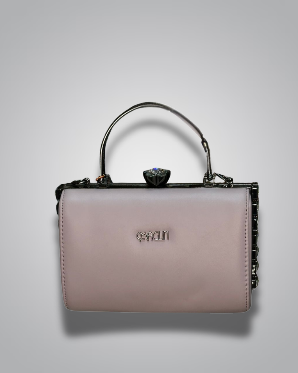 diamond handle party purse with metal top handle and crystal stud sides- Valentino impex