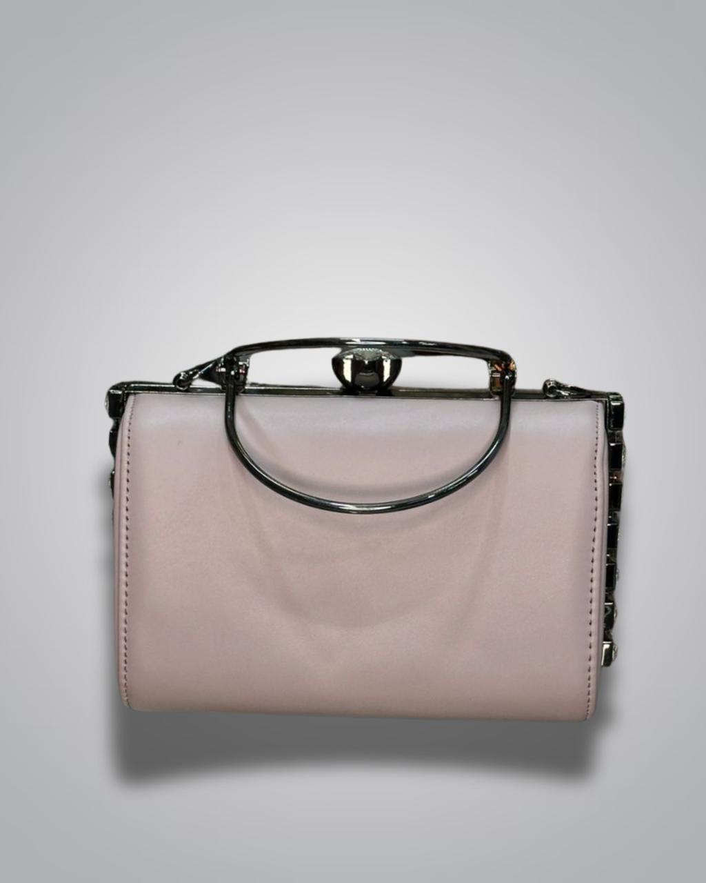 diamond handle party purse with metal top handle and crystal stud sides- Valentino impex