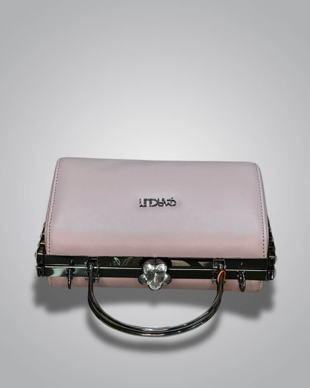 diamond handle party purse with metal top handle and crystal stud sides- Valentino impex