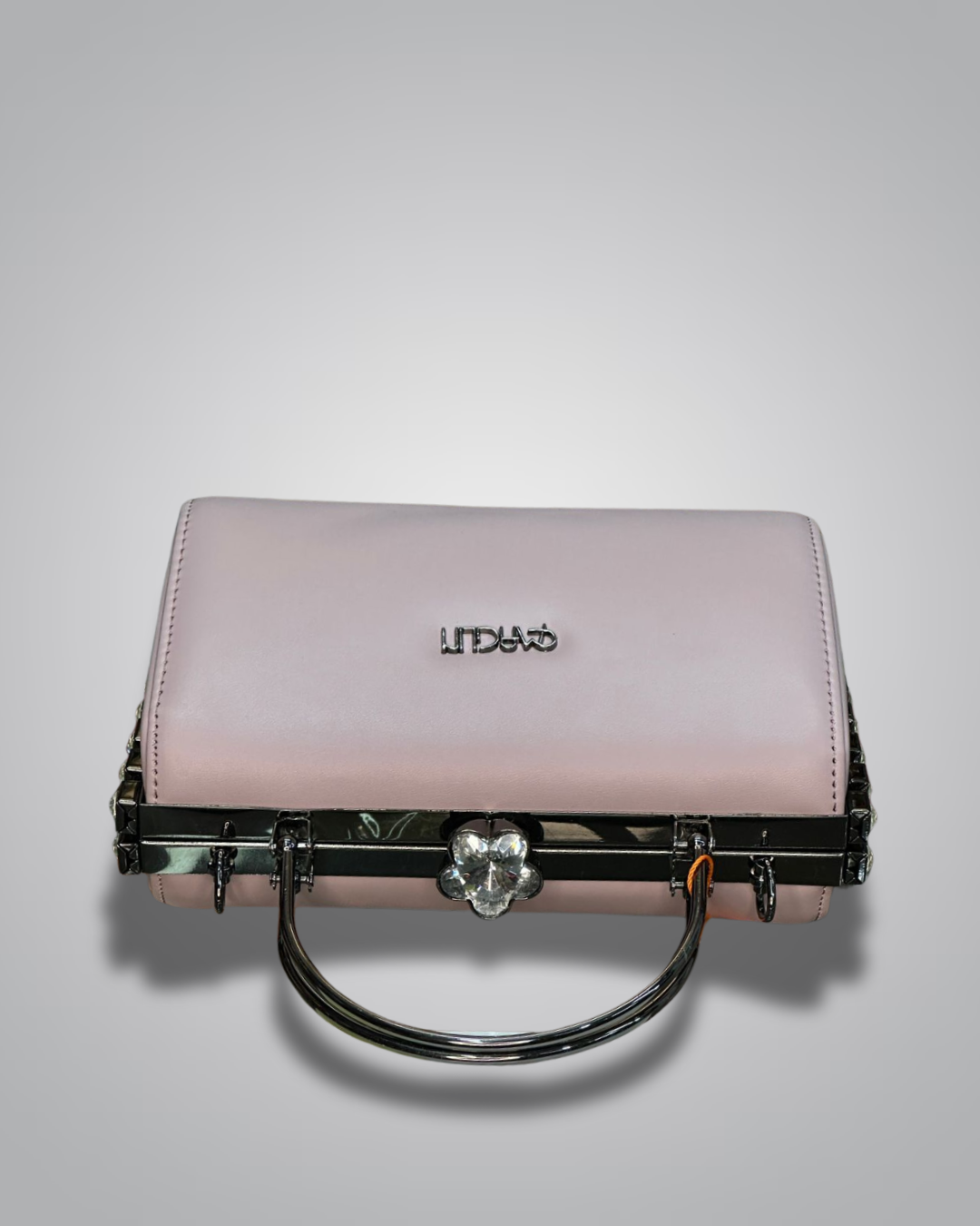 diamond handle party purse with metal top handle and crystal stud sides- Valentino impex