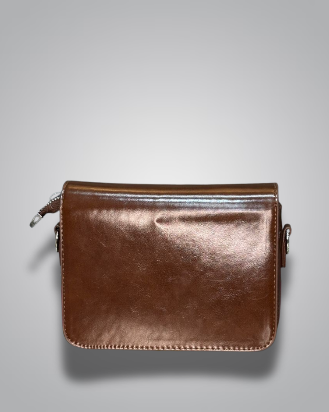 Glossy Brown Party Shoulder Bag with Metal Buckle