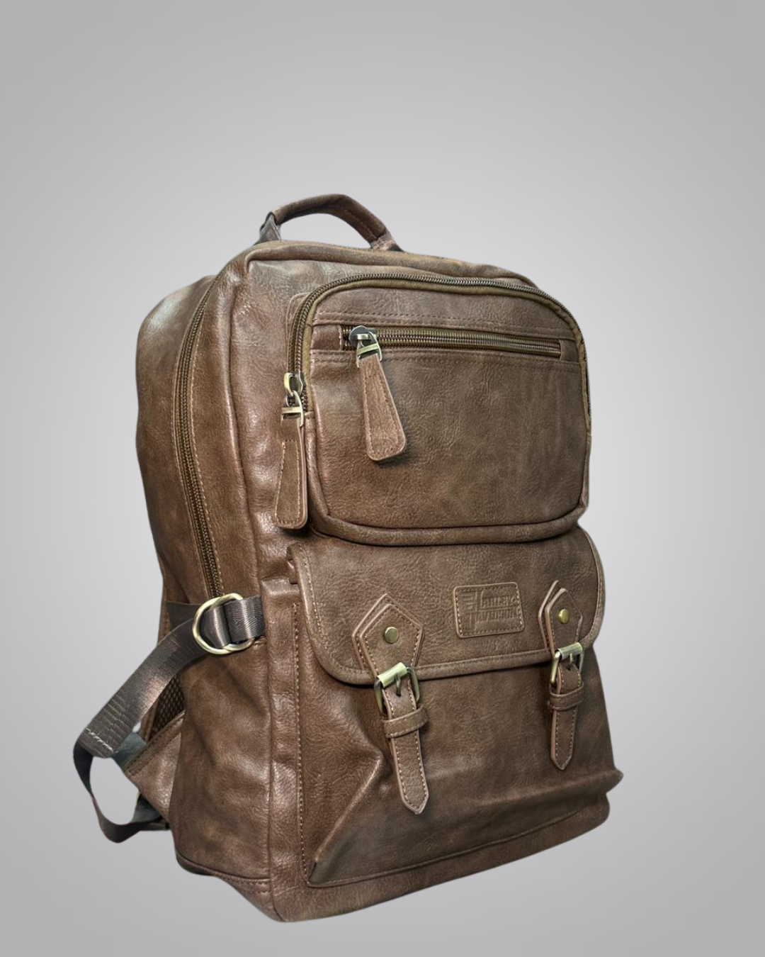Woodland Faux Leather Travel Backpack – Brown