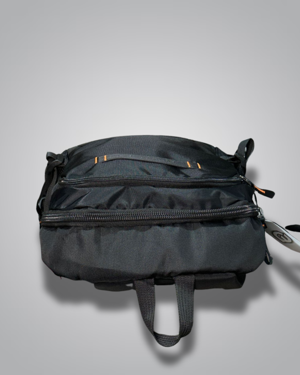 Black backpack on a gray background- Valentino Impex
