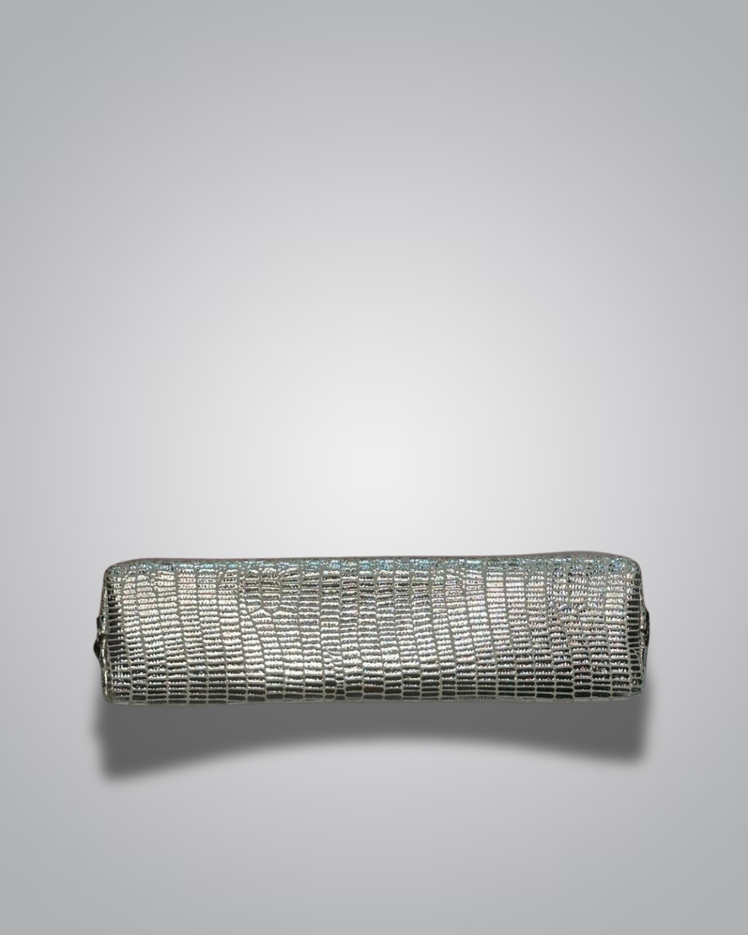 Vintage handbag with metallic sheen on a gray background- Valentino Impex