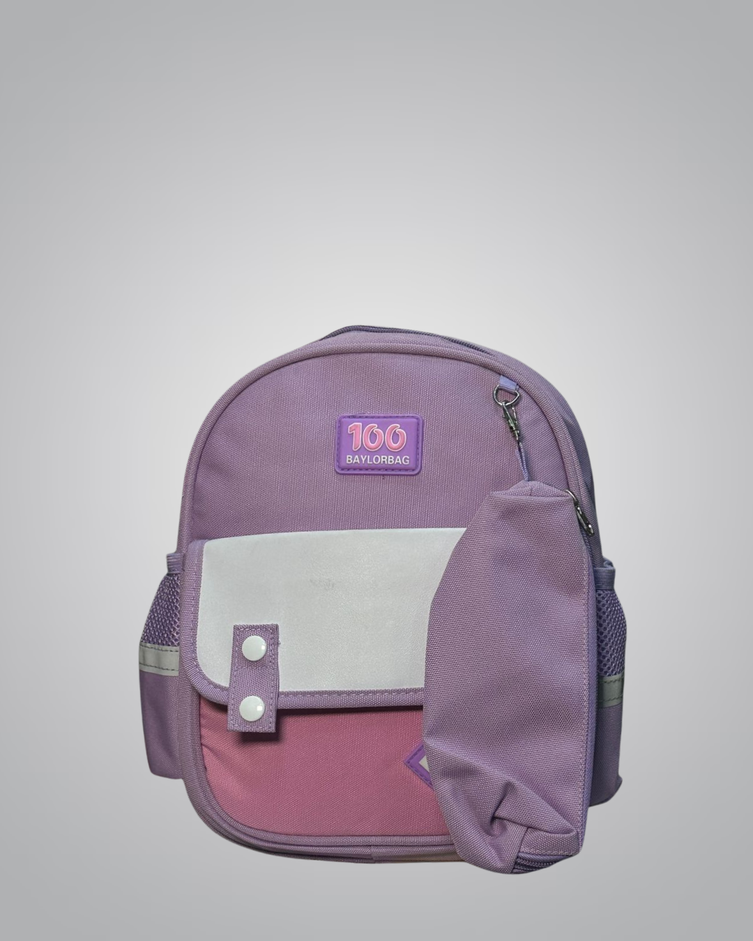 BAYLORBAG purple and pink color-block backpack with pouch for kids- Valentino Impex