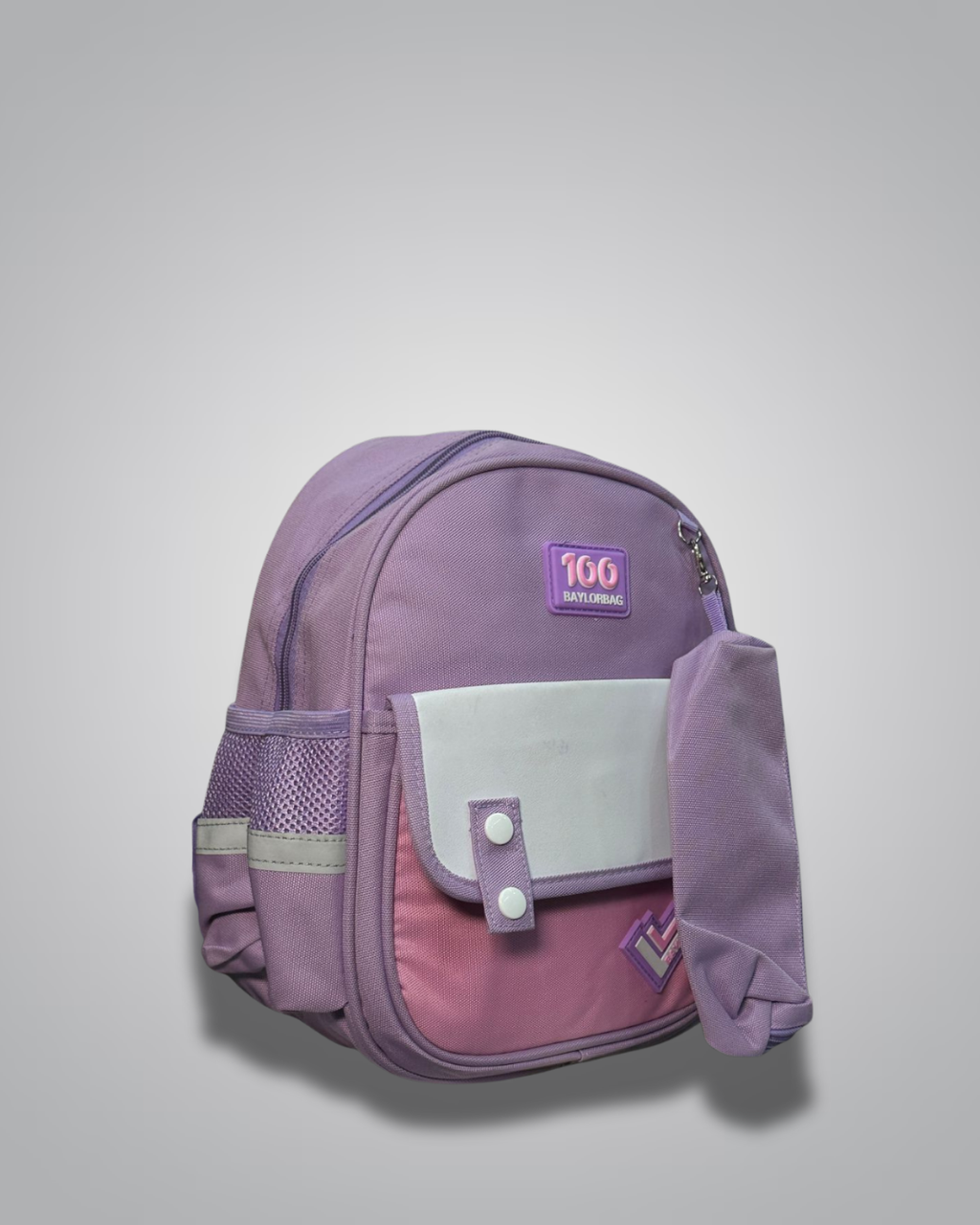 BAYLORBAG purple and pink color-block backpack with pouch for kids- Valentino Impex
