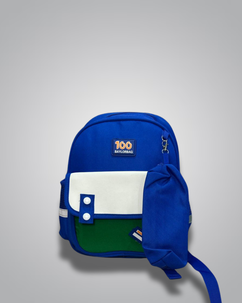 BAYLORBAG blue and green student backpack with matching pencil pouch- Valentino Impex