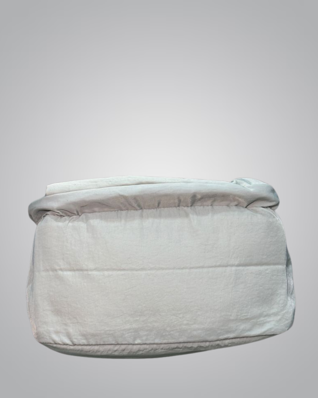 Light gray backpack with a visible brand label on a gray background- Valentino Impex