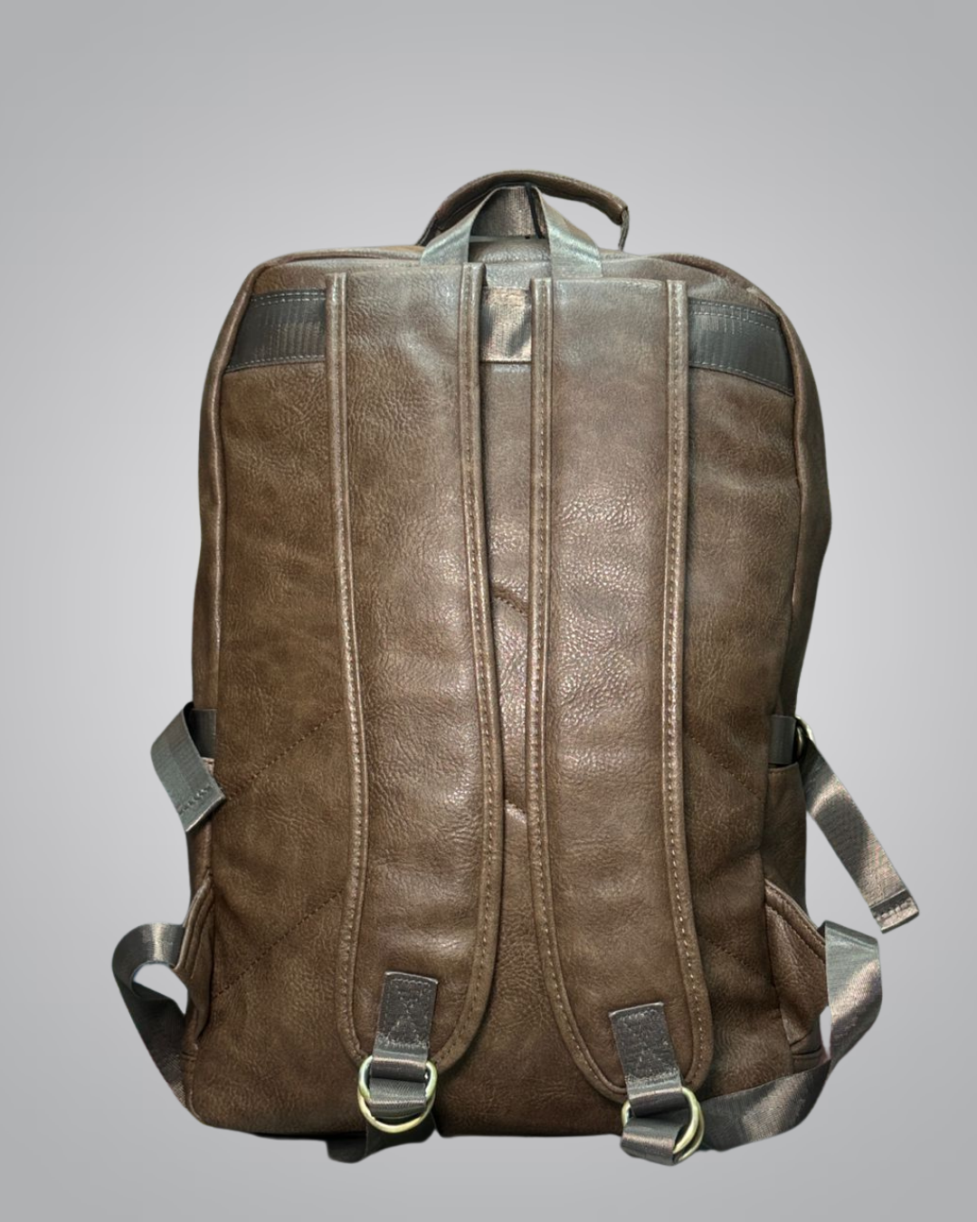 Woodland Faux Leather Travel Backpack – Brown