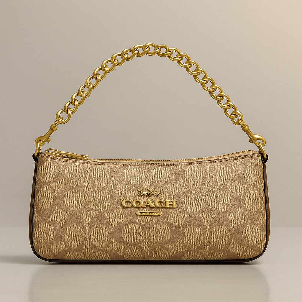 Coach Signature Chain Shoulder Bag – Classic Tan Monogram