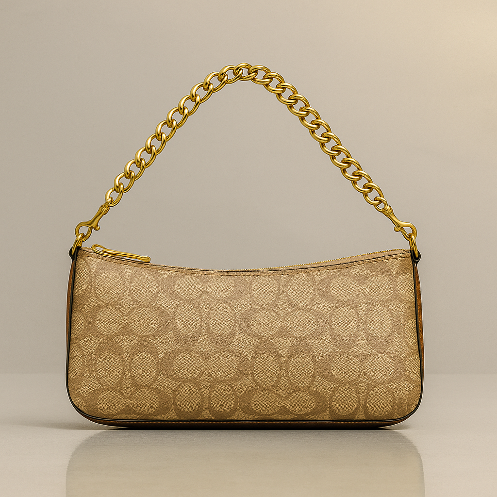 Coach Signature Chain Shoulder Bag – Classic Tan Monogram