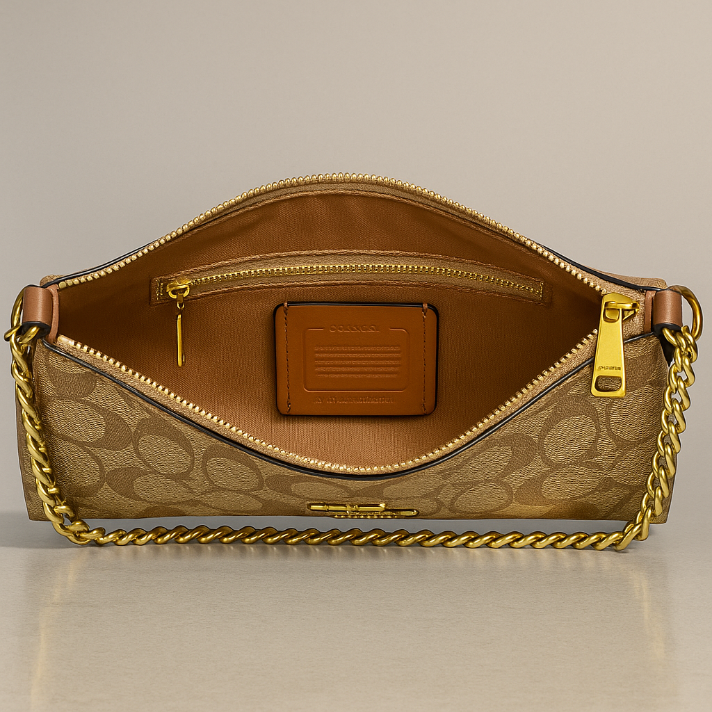 Coach Signature Chain Shoulder Bag – Classic Tan Monogram