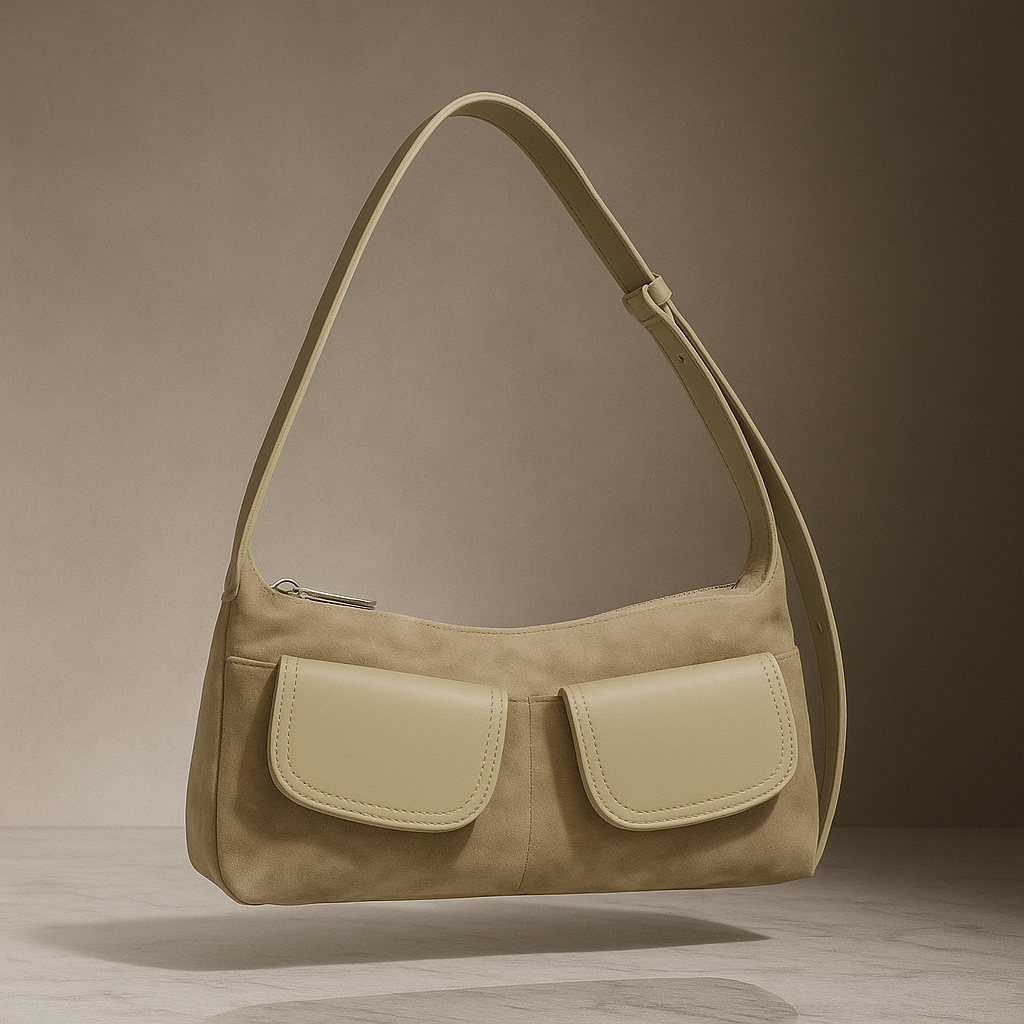 Suede Pocket Flap Shoulder Bag