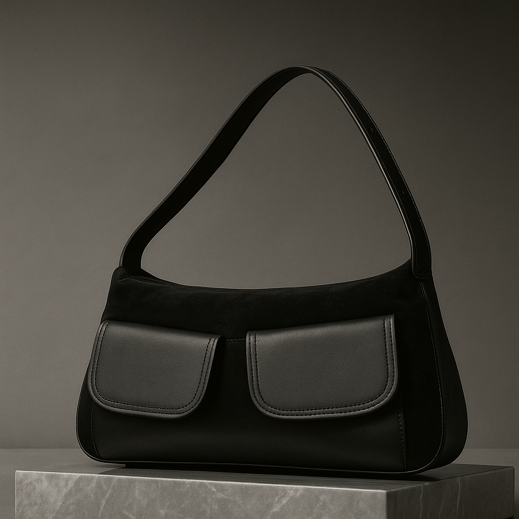 Suede Pocket Flap Shoulder Bag