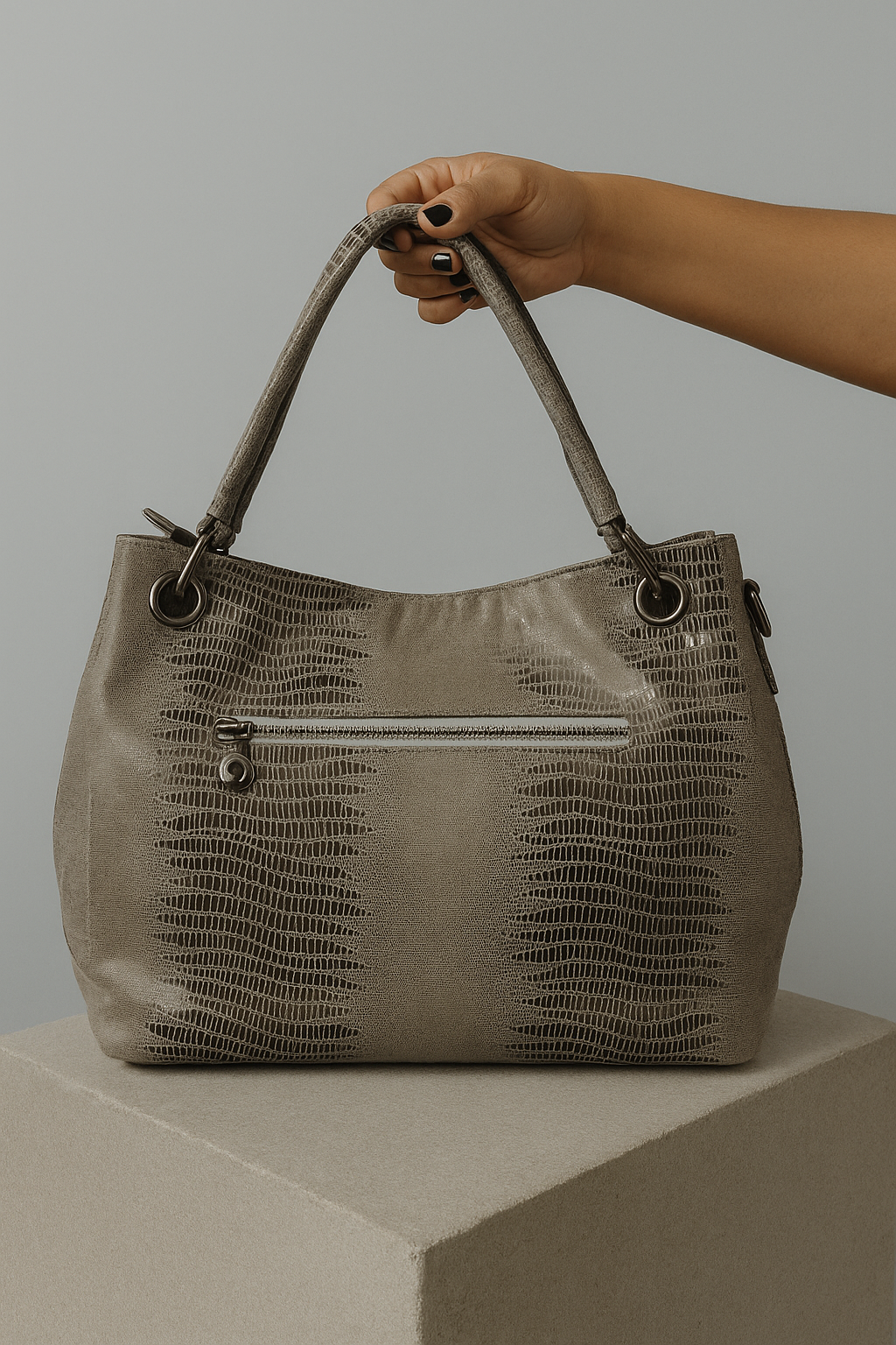 Taupe hobo-style bag