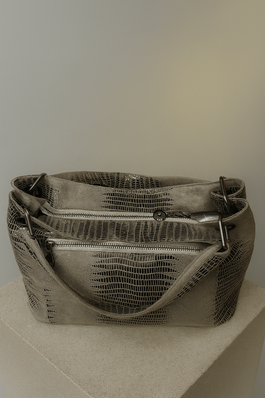 Taupe hobo-style bag