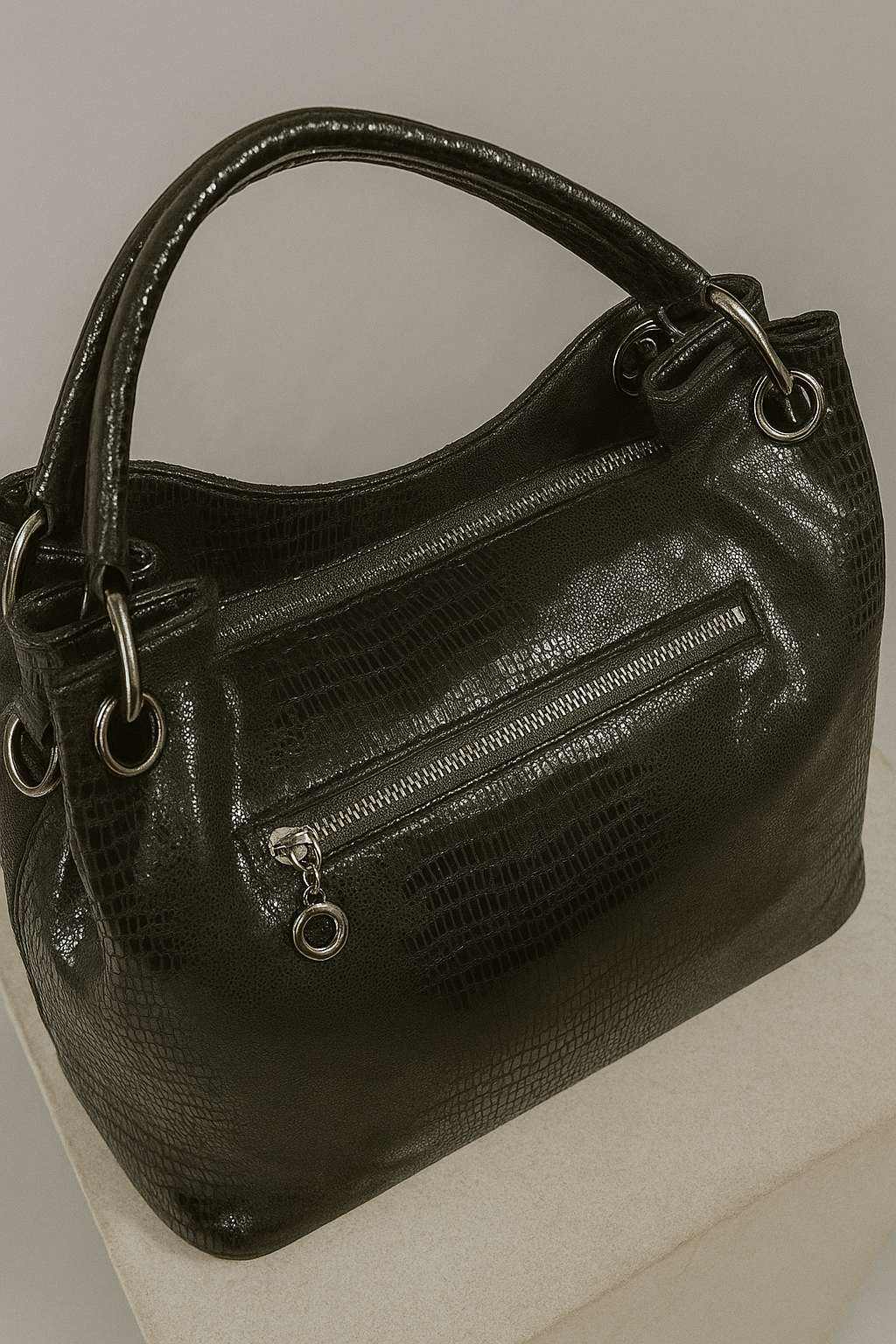 Taupe hobo-style bag