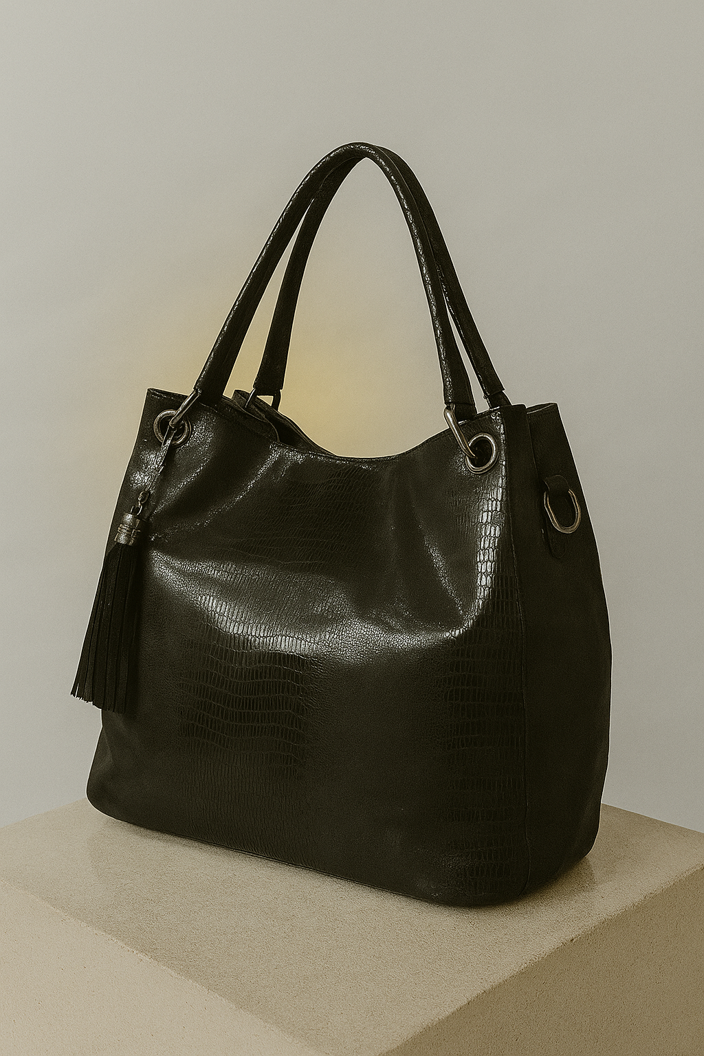 Taupe hobo-style bag