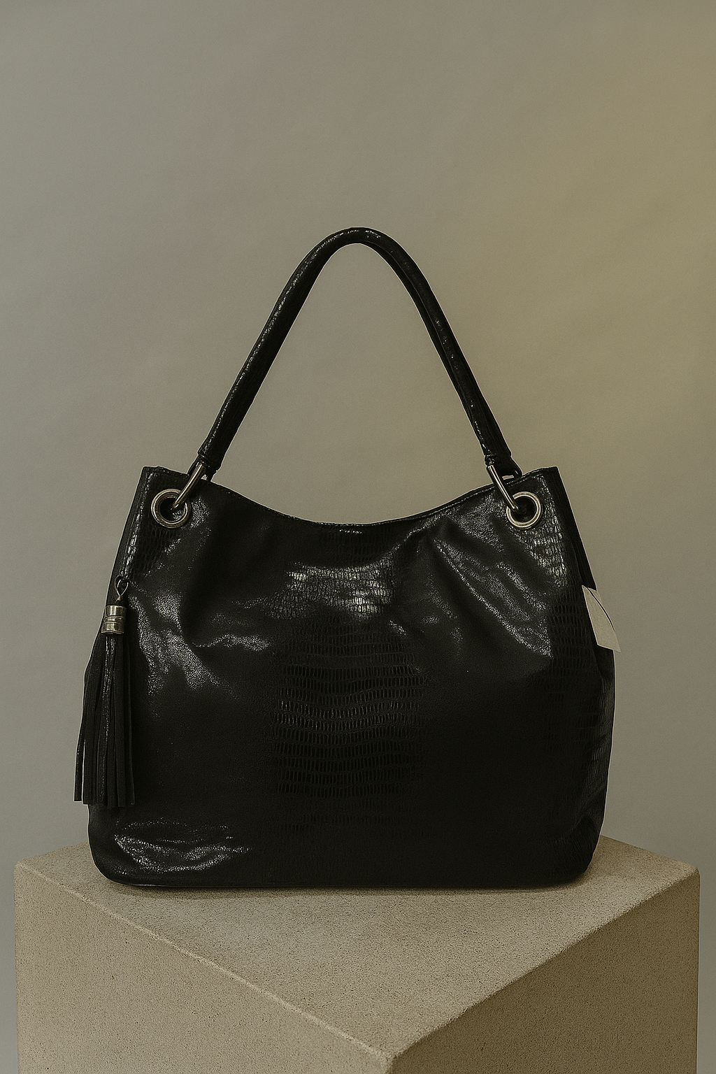 Taupe hobo-style bag