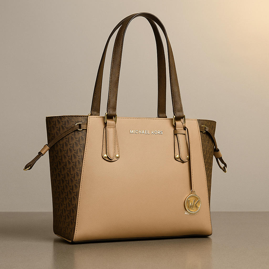 Michael Kors handbag with brown and beige design on a neutral background- valentino impex