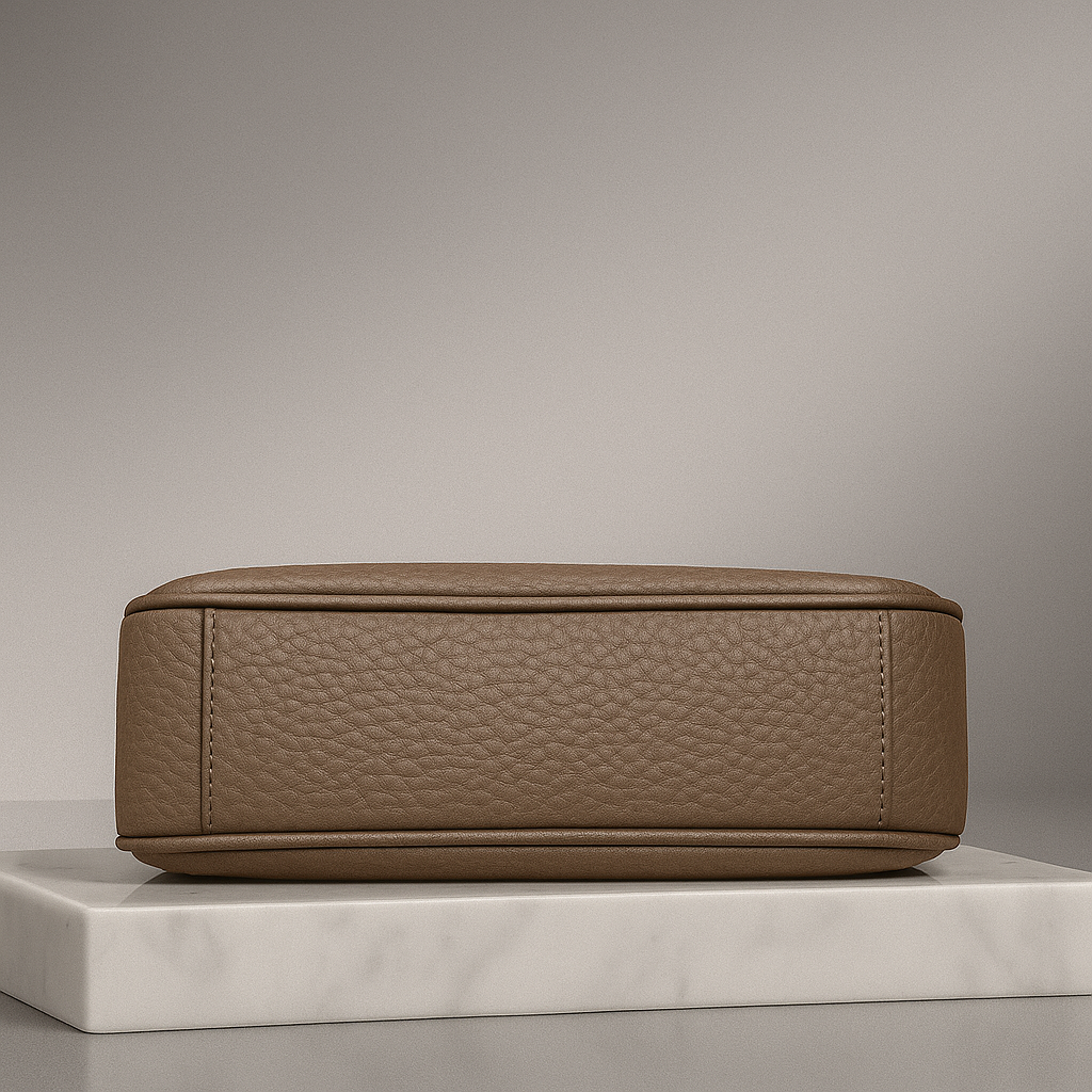 Brown leather box on a gray background