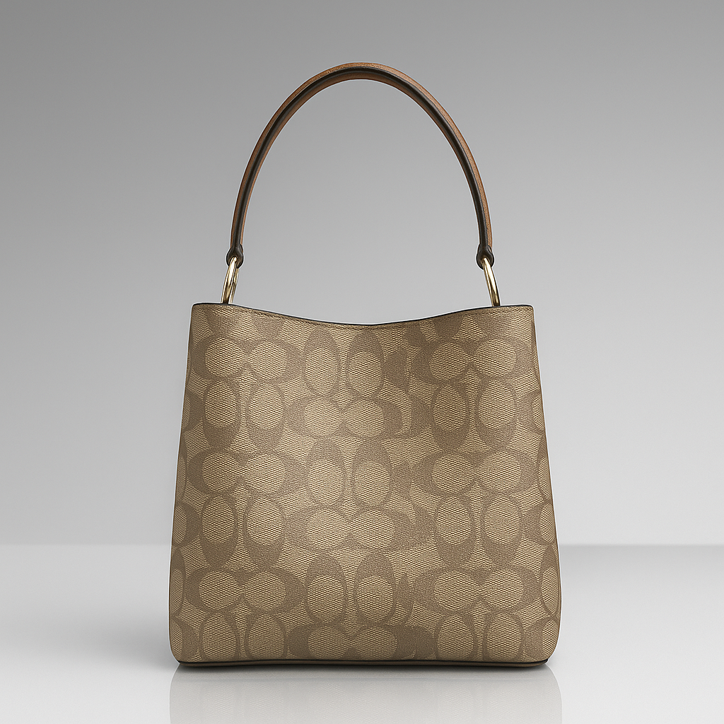 Beige handbag with a pattern on a gray background- Valentino Impex