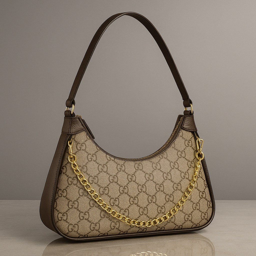 Designer handbag with gold chain detail on a neutral background- valentino impex